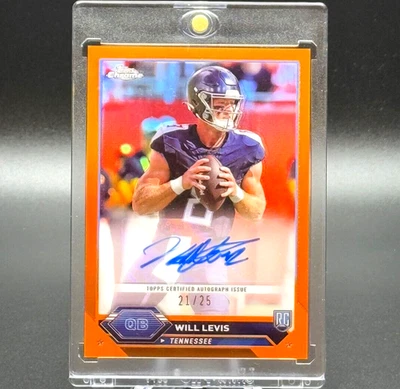 Will Levis 2023-24 Topps Chrome Autograph Variation SP Orange Refractor /25 (RC) - Image 1 of 4