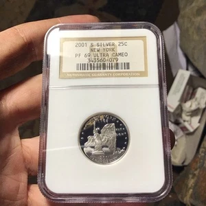 2001-s Silver New York Quarter,,ngc Pf69ultra Cam - Picture 1 of 2