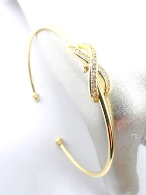 Новый изящный 18k золото покрытием кристаллы Infinity навсегда любовь тонкий браслет-манжета - Изображение 1 из 4