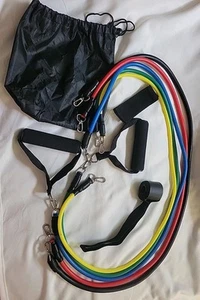 Resistance Bands Set - 5 Tubes w/ Bag & Accessories - Home Fitness Crossfit Yoga - Picture 1 of 9