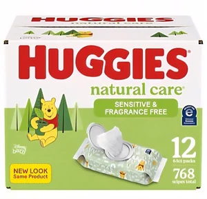 Huggies Natural Care Sensitive Baby Wipes Unscented Hypoallergenic 12 Pack - Picture 1 of 7