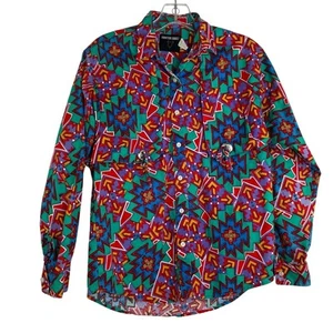 Vintage Frontier Series Western Colorful Button Down Blouse Women's Medium - Picture 1 of 12