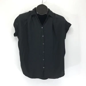 Madewell Central Drapey Camicia Donna XS Nera Oversize Boxy Viscosa Casual - Foto 1 di 11