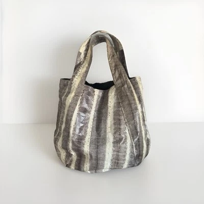 Beirn Jenna Snakeskin Double Handle Hobo Tote Bag Exotic Neutral Cream - Image 1 of 4