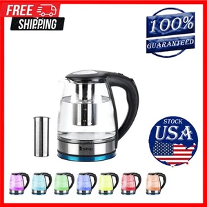 Hervidor de agua eléctrico de vidrio para cocina 1200 W 1,8 L apagado automático, LED, enchufe de EE. UU. - Imagen 1 de 24