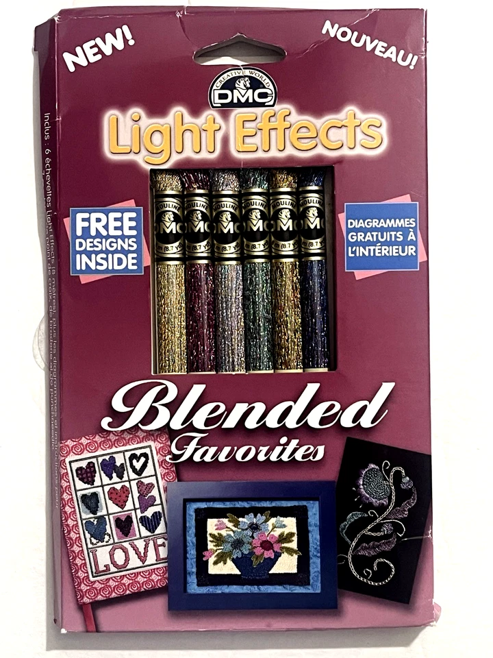 DMC LIGHT EFFECTS BLENDED FAVORITES- 6 SIX STRAND SKEINS 8.7 YARDS EA. + DESIGNS - Image 1 of 3