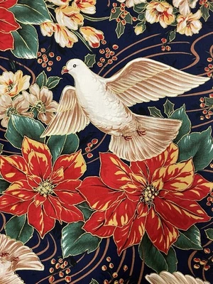 Tela de pascua vintage Fabri-Colt Dove Navidad 2 yardas ediciones navideñas Foto 1 de 4