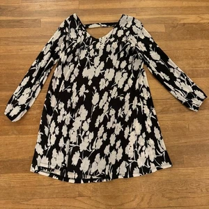 Robbie Bee black white long sleeve cold shoulder knee length shift size 12 b6 - Picture 1 of 4