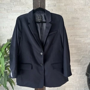 TALBOTS Navy Blue Wool Blend Fabric Woven in Italy Blazer Jacket Petite 16 - Picture 1 of 9
