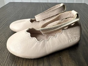 Chloe Baby Scalloped Shoes Flats Pink Size 18/19 Ankle Strap Designer - Picture 1 of 7