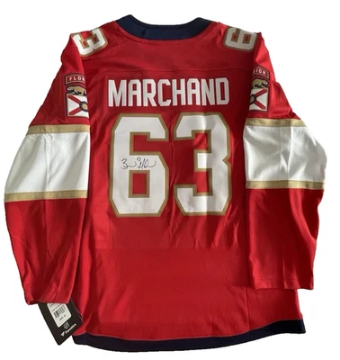 Camiseta deportiva firmada por Brad Marchand de los Florida Panthers auténtica de los fanáticos certificado de autenticidad Foto 1 de 4