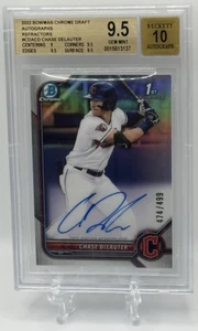 Chase DeLauter 2022 Bowman Chrome Draft 1st Refractor Auto /499 BGS Gem Mint 9.5 - Picture 1 of 3