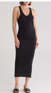 James Perse Dress Tank Top Midi Dress Black Size 2 - Picture 1 of 9