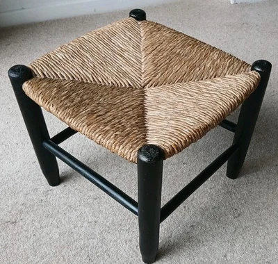 Original Stool Arts and Crafts Rush Seated Oak Clean - Image 1 of 4