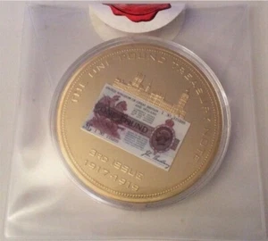 Windsor Mint 1 libra '3ª serie 1917' golpe conmemorativo de gran tamaño chapado en oro - Imagen 1 de 4