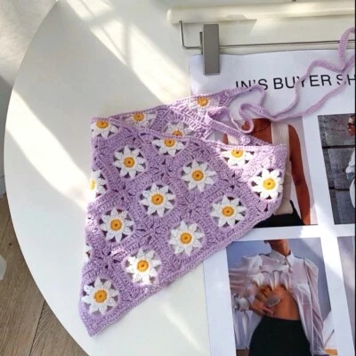 Diademas Bandana Crochet, Diademas Triángulo Hippie Boho Bufanda para el Cabello Bufanda para el Cabello Foto 1 de 4