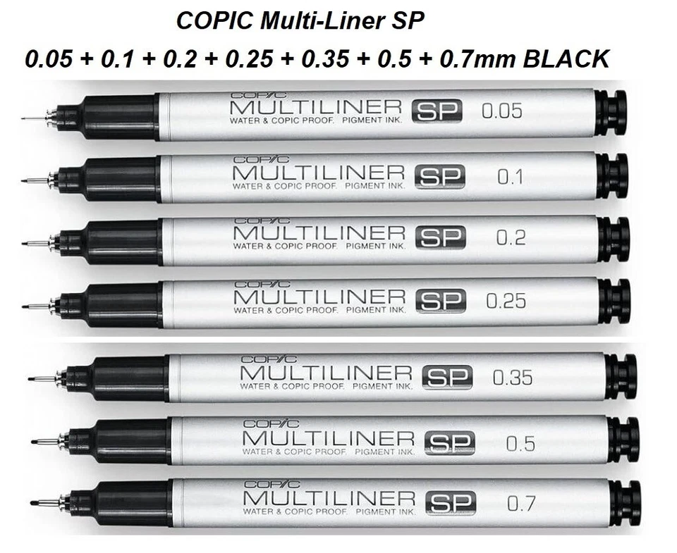 Copic Multiliner SP Black 0.05mm + 0.1mm + 0.2mm + 0.25 + 0.35mm + 0.5mm + 0.7mm - image 1 of 1