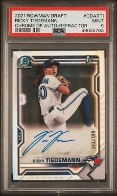 2021 Bowman Draft Chrome 1st Auto Ricky Tiedemann #CDARTI PSA 9 Refractor /499 - Image 1 of 2