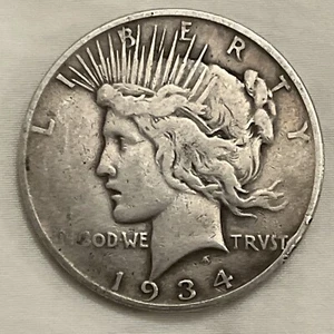 1934 D Peace Dollar Us Silver Coin Vf Denver Mint B07 - Picture 1 of 2