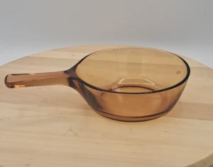 Vision Ware Corning .5 L Amber Glass Pot Sauce Pan Vtg No Lid - Picture 1 of 10