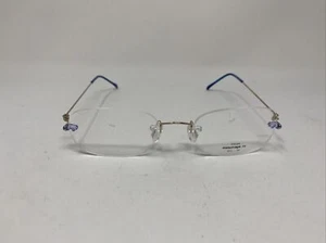 MASUNAGA RIMLESS TITANIUM EYEGLASSES FIT-1 B15 50/20 M1 No 8 BLUE GOLD QM35 - Picture 1 of 6