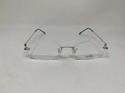 MASUNAGA RIMLESS TITANIUM EYEGLASSES FIT-1 B15 50/20 M1 No 8 BLUE GOLD QM35 - Image 1 of 4