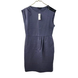New NWT Banana Republic Sleeveless Blue Grey Side Rouche Dress Midi Size 8 - Picture 1 of 10