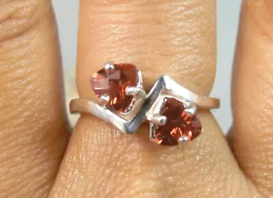 ANDESINE LABRADORITE - Reddish-orange Trillions .925 Sterling Ring 0.82 ctw. - Picture 1 of 10