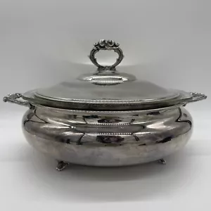 Plato para servir de plata inglés MFG Corp de colección e inserto Pyrex hecho en EE. UU. - Imagen 1 de 13