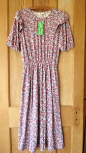 Brandneu mit Etikett Boden Jersey-Midikleid mit Rüschen Größe 16 lang, Paisley Blumenmuster - Bild 1 von 8