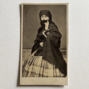 Antigua Fotografía CDV Hermosa Misteriosa Mujer Velada Tapada Limeña Lima Perú - Imagen 1 de 9