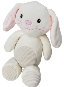 KellyToy Baby Hase Kaninchen weiß rosa Plüsch Stofftier Quietscher Knistern gerippt Spielzeug - Bild 1 von 8