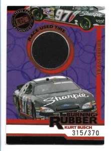 Neumático Kurt Busch 2006 Press Pass goma ardiente usado en carreras bronce #BRT1/370 - Imagen 1 de 2