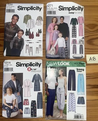 NEW LOT/4 SIMPLICITY/NEW LOOK MEN VEST PAJAMAS WOMEN CHILD SEWING PATTERNS-UNCUT - Image 1 of 3