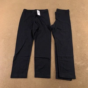 Old Navy Lot of 2 Girls Cropped Leggings Black Stretch Cotton Blend Stretch L - Picture 1 of 7