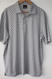 Oscar Jacobson Mens Kotewall Stretch Golf Polo Shirt Light Grey Print L - Picture 1 of 9