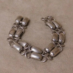 Pulsera de plata esterlina de doble fila + - Imagen 1 de 4