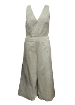 HoodLamb Donna Oliva Gonna Pantalone Scollo A V Canapa Tuta 420 Nwt - Immagine 1 di 2