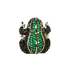 KENNETH JAY LANE CZ 289 $ Rodowany zielono-czarny kryształowy pierścień żaby 7,5