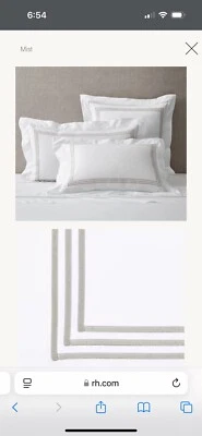 2 Herrajes Restauración Hotel Italiano Triple Puntada Satén Satén Euro Sham Plata Foto 1 de 3