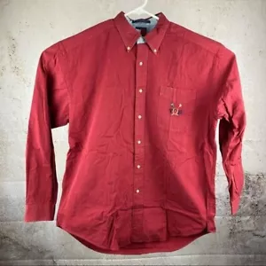 Camisa Tommy Hilfiger Para Hombre Grande Roja Bordada Logo Manga Larga Con Botones - Imagen 1 de 4
