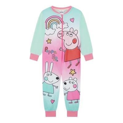 Girls Peppa Pig One Piece PJ Toddler Younger Pink Size 12m- 8 Years Long Sleeved - image 1 of 4