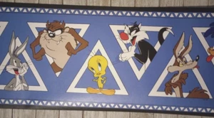 looney tunes tweety taz wall border partial roll prepasted 4 feet blue - Picture 1 of 2