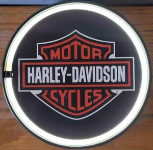 Harley Davidson 12" Round sign Illuminated led man cave sign. - Picture 1 of 1