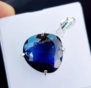40+ Ct Blue Sapphire Fancy German Silver Heart Cut Loose Gemstone - Picture 1 of 5