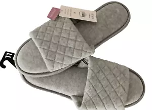 SECRET TREASURES Gray One Band Lined Memory Foam Slides Slippers Sz 11 - Picture 1 of 5