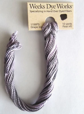 Weeks Dye Works 10 Yards Hand Over-Dyed Cotton Pearl #5 - 1156 GRAPE ICE - Image 1 of 3