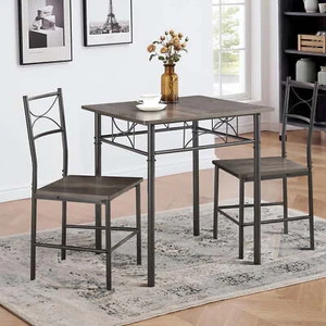 Aukfa 3-Piece Modern Dining Table Set, Square Table and 2 Chairs - Picture 1 of 7