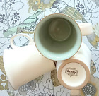 Mugs 3 Vintage DENBY England Ceramic White Matte Green Shiny Crackle 10 oz