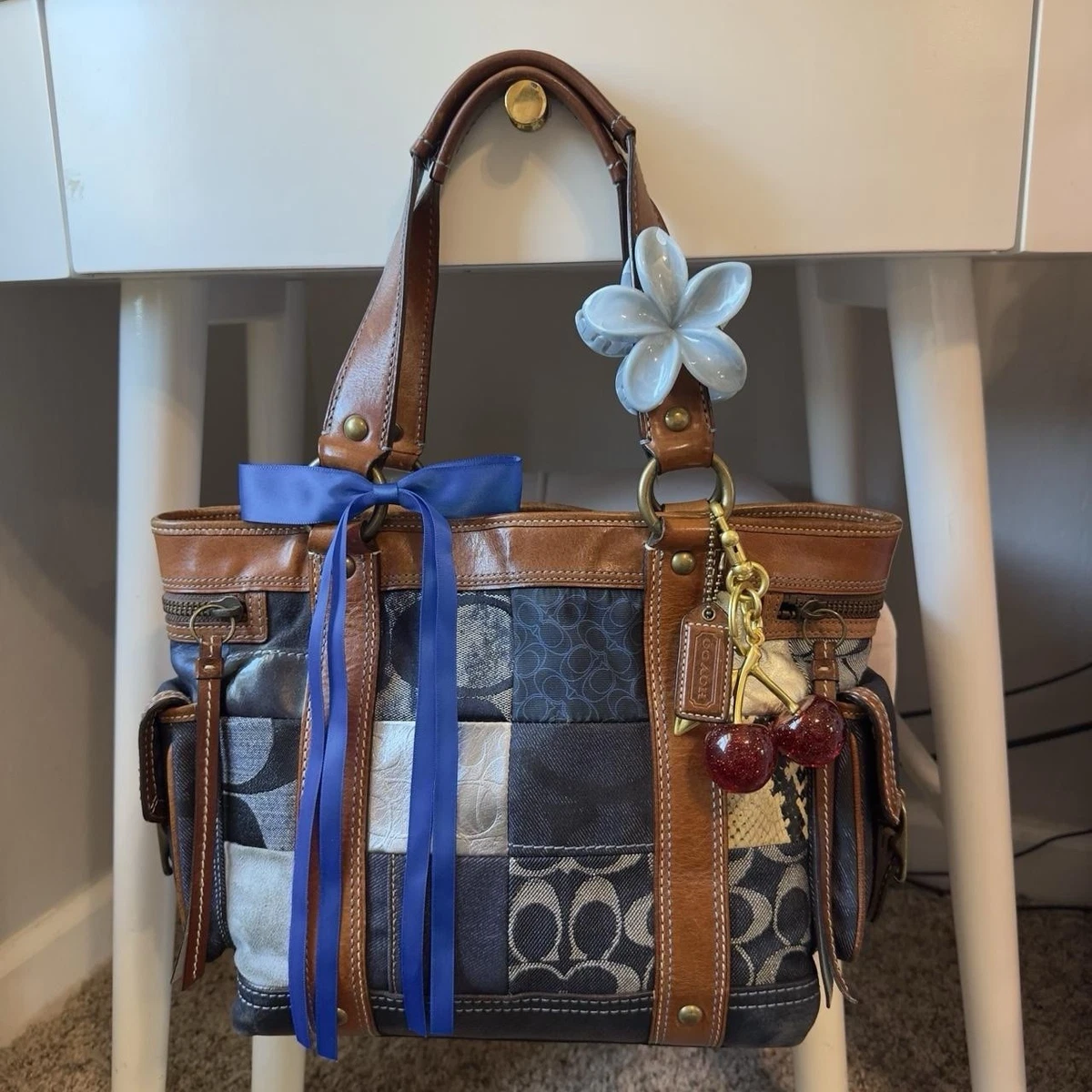 Coach Patchwork Denim Exterior Shoulder Bags Bags & Handbags for